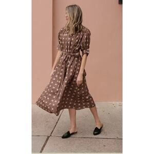 Parterre Charlotte Day Gown Dress Brown Floral Bennett Print Organic Cotton 2